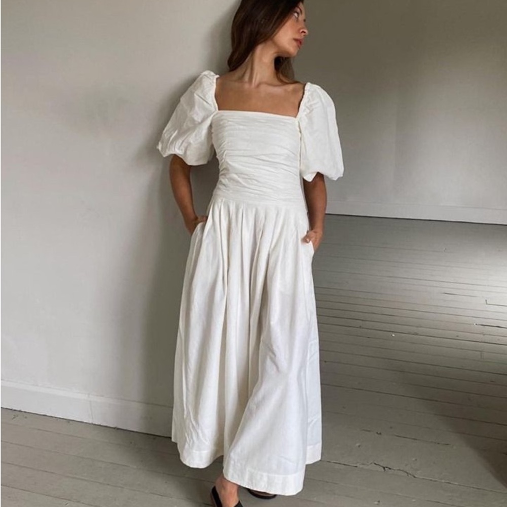 Free People White Puff Sleeve Dress
